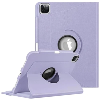 Immagine di FINTIE Custodia rotante compatibile con iPad Pro 11&quot; (2022/2021/2020/2018, 4a/3a/2a/1a generazione) girevole a 360 gradi portapenne, accensione e spegnimento automatico, viola lilla