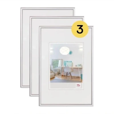 Immagine di walther design New Lifestyle Cornice portafoto, confezione da 3 pezzi, 18 x 24 cm, colore: argento