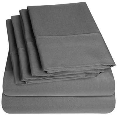 Immagine di set di lenzuola per letto king size, 6 pezzi, collezione Supreme, in microfibra spazzolata fine, con tasca profonda, biancheria da 2 federe extra, grande valore,