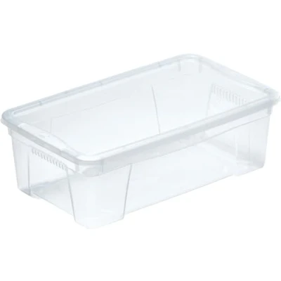Immagine di M Home Scatola portaoggetti in plastica trasparente con aperture + coperchio, 5,7 l, 35,5 x 21 12 cm, SPACE BOX PLS612