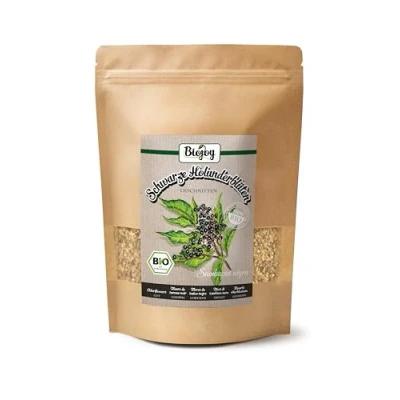 Immagine di Biojoy Fiori di Sambuco nero BIO (250 g), essiccati e tritati, ideale per Tisana al (Sambucus nigra)