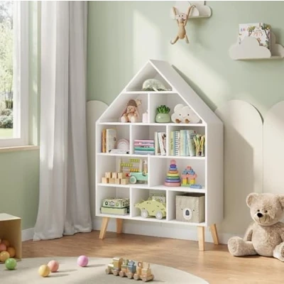 Immagine di WOLTU 11 ripiani, Libreria Montessoriana per Bambini, Scaffale Multistrato Libri e Giocattoli, Mobile Portalibri Portaoggetti Organizzatore in Legno Cameretta, Bianco KR010
