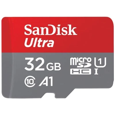 Immagine di SanDisk Ultra 32 GB microSDHC Memory Card + SD Adapter with A1 App Performance Up to 120 MB/s, Class 10, U1, SDSQUA4 032G GN6MA , Red/Grey