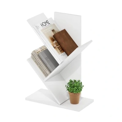 Immagine di Furinno Tree Bookshelf Libreria ad albero da terra a 3 livelli, Bianca