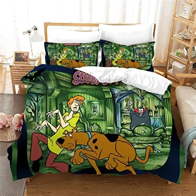 Immagine di NICHIYO Scooby DOO Set di biancheria da letto composto copripiumino e federa, in microfibra, stampa digitale 3D (copripiumino federe) (11, singolo 135 x 200 cm)