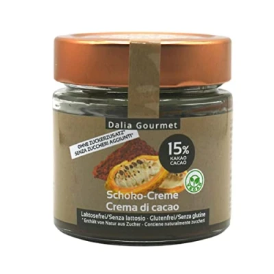 Immagine di Crema spalmabile Senza aggiunta di zuccheri con ERITRITOLO STEVIA Vegan Lattosio Glutine Prodotto artigianale italiano (Crema Cacao (Fondente))