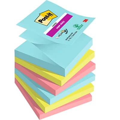 Immagine di Post it Foglietti Super Sticky Z Notes, Collezione Cosmic, 6 Blocchetti, 90 Fogli Per Blocco, 76 mm x mm, Colori Turchese, Verde, Rosa Appunti, Elenchi &amp; Promemoria
