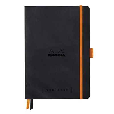 Immagine di RHODIA 117571C Taccuino flessibiIe BULLET JOURNAL GOALBOOK nero A5 Puntinato Dot 240 pagine Carta Clairefontaine bianca 90g 2 Segnapagina, Chiusura con elastico Copertina Simil Cuoio