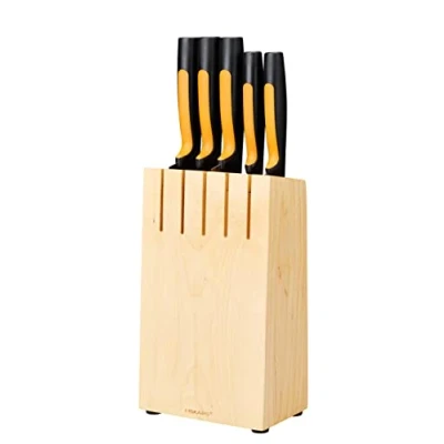 Immagine di Fiskars Ceppo per Coltelli con 5 Coltelli, Larghezza: 14,5 cm, Altezza: 36 Legno di Betulla, Functional Form, 1062927