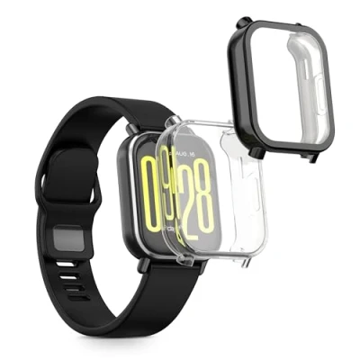 Immagine di kwmobile Set 2x Custodia Smartwatch Compatibile con Xiaomi Redmi Watch 5 Active Cover Case Silicone Protezione Orologio Fitness trasparente/nero