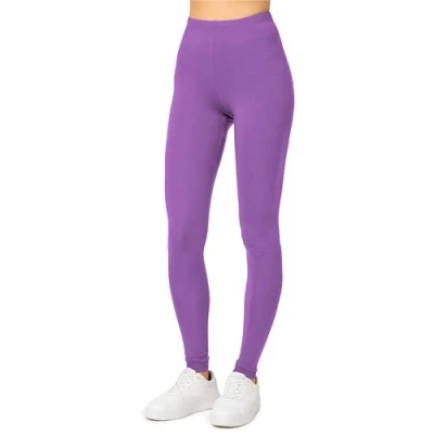 Immagine di Merry Style Leggings Lunghi Donna in Viscosa con Elastan Ampia Pantaloni Banda Elastica Leggins per Casa Palestra Tempo Libero MS10 143 (Porpora, XL)