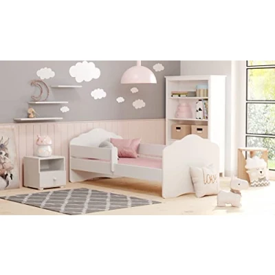 Immagine di KOBI Letto per Bambini con Sponde FALA Bianco Lettino Bambina 160 x 80 CM Bambino Materasso Lettini una Ragazza un Ragazzo Bimbo Singolo