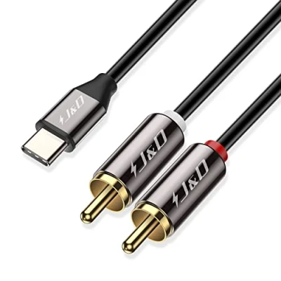 Immagine di J&amp;D cavo audio da USB C a RCA, splitter stereo Type maschio 2 RCA per tablet, laptop, Google Pixel 6/7/8, MacBook Pro, serie iPhone15, m