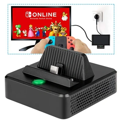 Immagine di innoAura Dock di Ricarica per Switch/Switch OLED TV compattoportatile Switch, Porta ingressoalimentazione USB C, 3.0 e HDMI Stand (Nero)