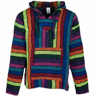 Immagine di Siesta Felpa con Cappuccio Baja Maglione Messicano Jerga Hippie Festival per Uomo e Donna (Arcobaleno, M)