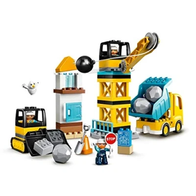 Immagine di LEGO DUPLO Town Cantiere di Demolizione, Set con Camion Giocattolo, Gru, Scavatore e Bulldozer, Giochi per Bambini 2+ Anni, 10932