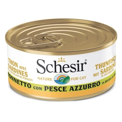 Immagine di Schesir in Brodo 24 x 70 g Umido per gatto Tonnetto con Pesce Azzurro