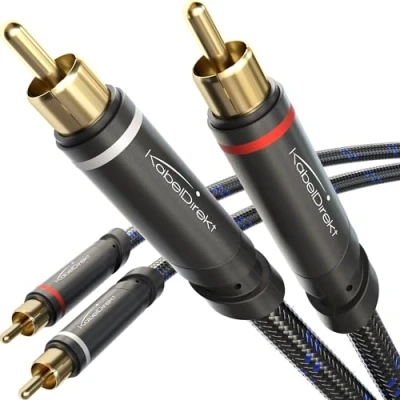 Immagine di KabelDirekt Cavo audio RCA da 2 maschi a maschi, intrecciato 0,5 m stereo particolarmente resistente e con una qualità sonora brillante (cavo RCA, Home Cinema, analogico digitale)