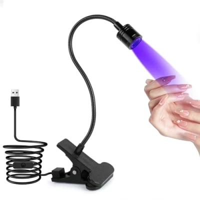 Immagine di AiQInu Lampada UV LED Unghie, 3W Unghie Regolabile, Portatile per Gel con Clip, USB (Nero)