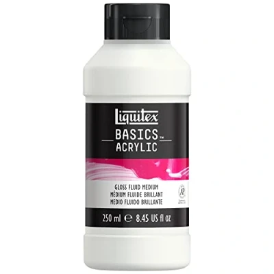 Immagine di LIQUITEX 8870302 Basics Medium liquido brillante, conferisce una finitura lucida durevole e aumenta la brillantezza della vernice acrilica Flacone da 250 ml
