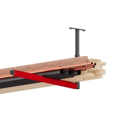 Immagine di QLS Scaffalatura da soffitto con ganci per scala, kayak, pesca, regolabile, rosso