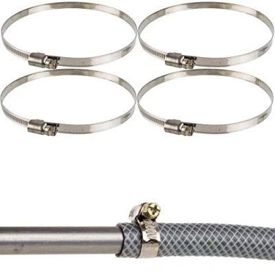 Immagine di Fascette stringitubo professionali con vite senza fine, campo di serraggio 110 130 mm, confezione 4 pz in acciaio W2, impronta a croce, banda larga 9 fascetta per tubo lavastoviglie