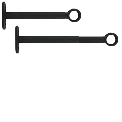 Immagine di 2 staffe da parete estensibili e regolabili per asta tende, Ø 20 mm, lunghezza 15 19,5 cm, colore nero, (1 set di asta)