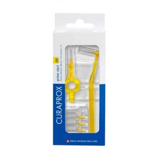 Immagine di Curaprox, Interdentalbürsten Set CPS 09 prime start, Starterset mit 5 Bürsten, 2 verschiedene Halter, gelb, 0.9 mm Durchmesser, 4 Wirksamkeit