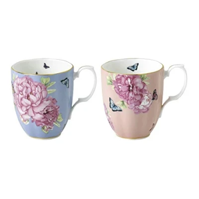 Immagine di Royal Albert Miranda Kerr by 1056230 Set di 2 tazze in porcellana fine, 405 ml, colore: blu/oro
