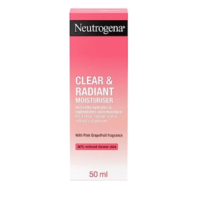 Immagine di Neutrogena crema idratante chiara e radiosa (1 x 50 ml), viso quotidiana per pelle secca soggetta a imperfezioni, senza olio con fragranza di pompelmo rosa, una più