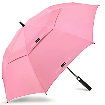 Immagine di ZOMAKE Ombrello da Golf Grande 172cm Automatico Ombrelli Pioggia Grandi Resistente Antivento Con Doppio Baldacchino Extra Large Umbrella Per Uomo Donna(Rosa)
