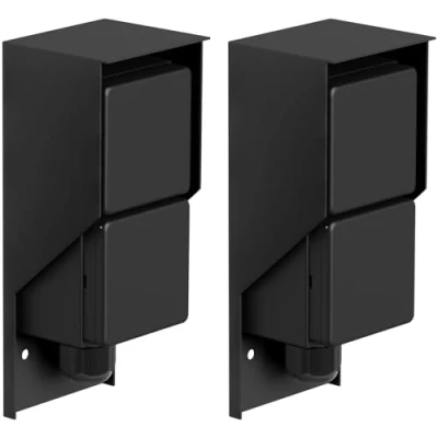Immagine di ledscom.de 2 pezzi Presa a muro PIWI per esterni, IP44, ingressi, nera, verticale