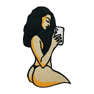 Immagine di toppa termoadesiva Send Nudes Sexy Girl Patches, da donna, termoadesiva, Finally Home