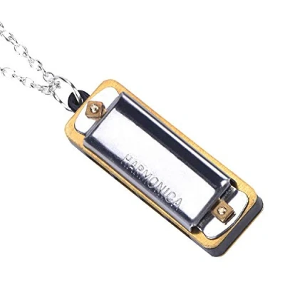Immagine di Bnineteenteam Mini Collana Armonica, Portatile a 4 Fori 8 Toni Strumento Musicale Giocattolo Collana(Argento) fiato