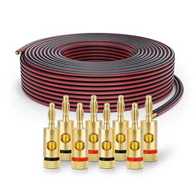 Immagine di PureLink Cavo per altoparlanti SP062 020 2x2,5 mm² (rame pieno 99,9% OFC, filo intrecciato da 0,20 mm) Hi Fi, 20 m, nero, set con 8 spine a banana