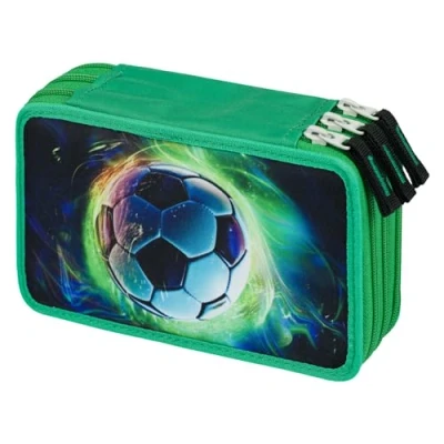 Immagine di Baagl astuccio a 3 scomparti per ragazzi e ragazze, cancelleria, materiale scolastico, la scuola, Pallone da calcio, Motivo calcio