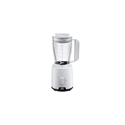 Immagine di Braun Household PowerBlend 1 JB1000WH Frullatore da 1,5 l, utensile cucina per sminuzzare, schiacciare e mixare, funzione Ice Crush, 2 velocità, 600 Watt, colore: Bianco