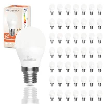 Immagine di LED ATOMANT Confezione da 50 Lampadina G45 9W, Attacco E27, Colore Bianco Freddo (6500K), 950 Lumen
