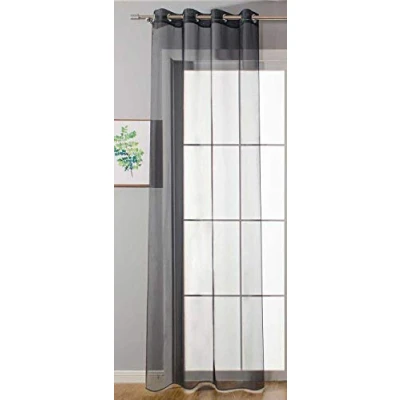 Immagine di Gardinenbox Tenda trasparente con occhielli Uni, 225 x 140 cm (altezza larghezza), colore nero, per soggiorno, 20332 cn