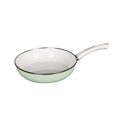 Immagine di Riess, 0057 031, padella in vetro ceramico verde Nilo 28, padelle smaltate classiche, diametro 28 cm, altezza 6,5 capacità 2,2 litri, smaltate, verde, induzione