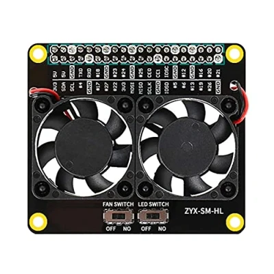 Immagine di 52Pi per Raspberry Pi LED Modulo Doppia Ventola di Raffreddamento, Scheda Espansione GPIO Compatibile 4B/3B+/3B/3A+