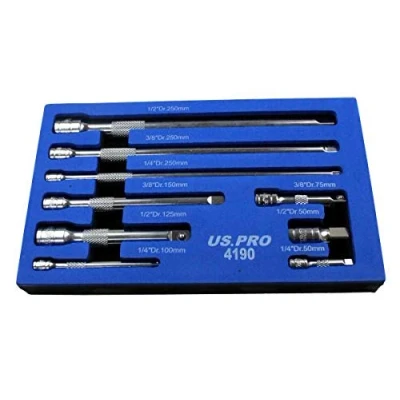 Immagine di US PRO Tools 4190 Set di 9 barre estensione da 1/4&quot;, 3/8&quot;, 1/2&quot;,