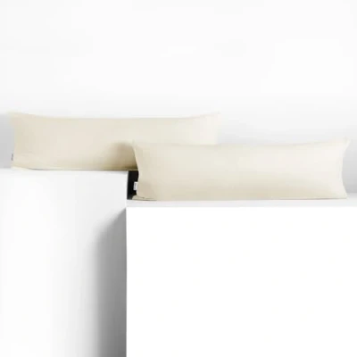 Immagine di DecoKing 2 federe 20 x 120 cm, jersey di cotone con chiusura lampo, ecru ambra
