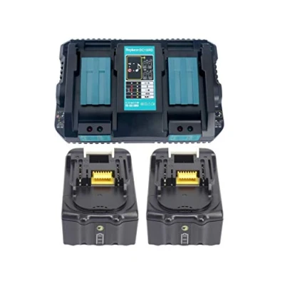 Immagine di YASI MFG® Caricatore doppio a 2 vie e Batterie per Makita 18V 5Ah BL1850 BL1830 BL1840 DC18RA DC18RC DC18RD [Caricatore 7.2 V Li ion con 5.0 Ah ion]