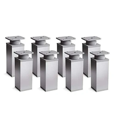 Immagine di sossai® Gambe per mobili MFV1 set di 8 regolabili in altezza Altezza: 100 mm (+20mm) Design: Alu Forma angolare: 40 x Viti inclusi