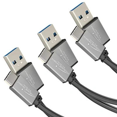 Immagine di KabelDirekt cavo con connettore USB A 3.0 e C 0,5m + 1m 2m dati di carica SuperSpeed, adatte per smartphone tablet porta C, colore nero/space grey