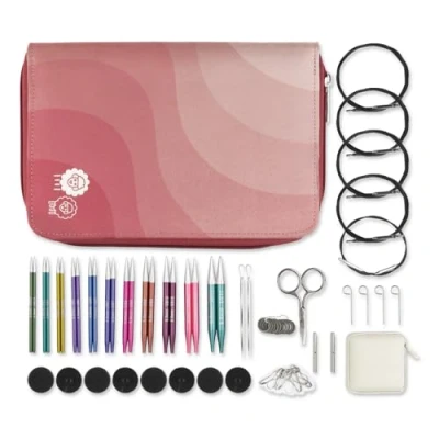Immagine di KnitPro set ferri intercambiabili Zing Coppie di circolari da 11x10 cm con accessori Regal, codice colore per principianti, professionisti e regalo