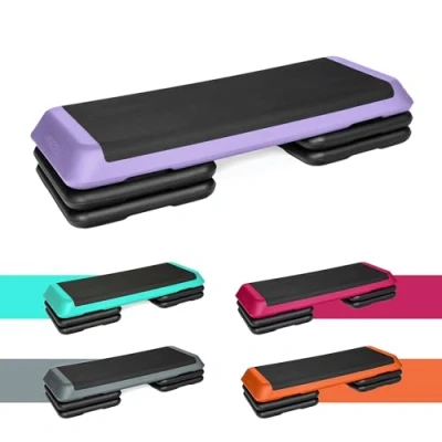 Immagine di TREXO Step Aerobic per Esercizi Cardio Fitness Altezza Regolabile 10 15 20 cm, Ampia Superficie 109 x 41 Resistente, Realizzato con Materiali di Alta Qualità, Supporta fino a 250 kg, VIOLA