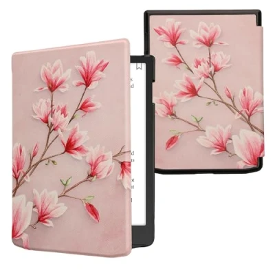 Immagine di kwmobile Custodia eReader Compatibile con Pocketbook InkPad 4 / Color 3 2 Vivlio Cover eBook Reader Flip Case rosa/bianco/rosa antico Magnolie