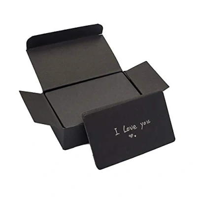 Immagine di VANRA 300 piccoli biglietti vuoti da 8,9 x 5,1 cm, per studio e studio, senza righe, con angoli arrotondati, colore nero, confezione
